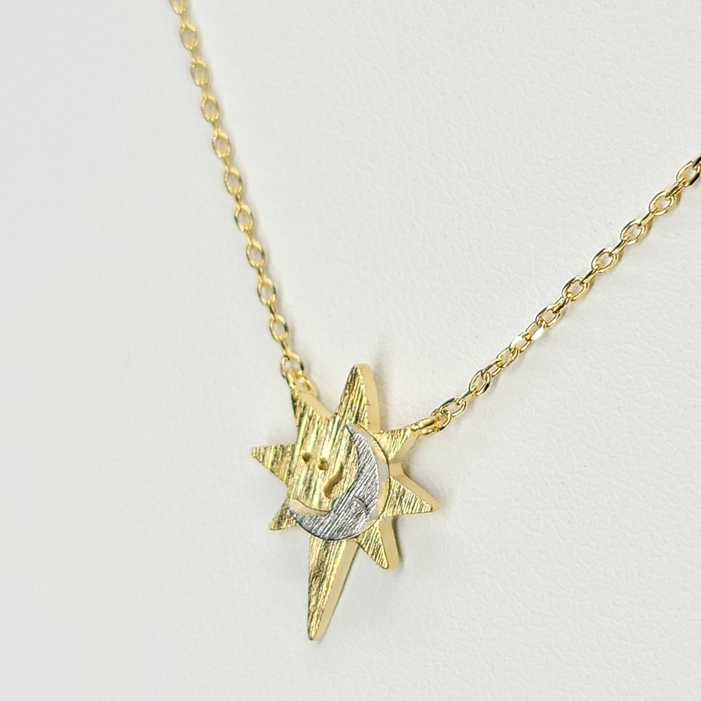 Moon Star Two Tone Choker Necklace